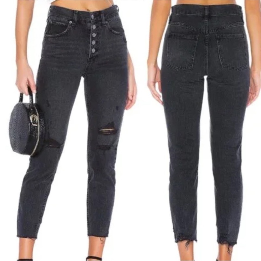 Free‎ People We The Free Blossom Rigid Jean in Black Size 25